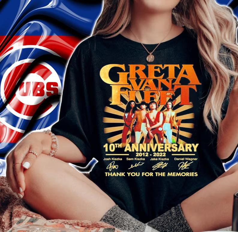 Greta Van Fleet 10th Anniversary 2012-2022 Signatures Thank You For The Memories Shirt woman shirt