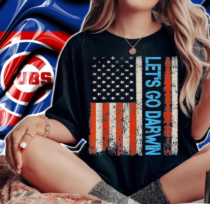 Let's Go Darwin Sarcastic Saying USA Flag Lets Go Darwin Vintage Flag T-Shirt woman shirt