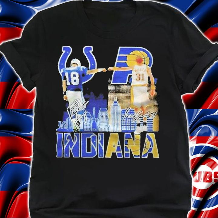 Manning Indianapolis Colts and Miller Indiana Pacers Indiana City signatures 2022 T-shirt shirt