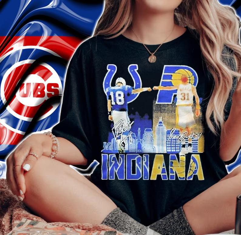 Manning Indianapolis Colts and Miller Indiana Pacers Indiana City signatures 2022 T-shirt woman shirt
