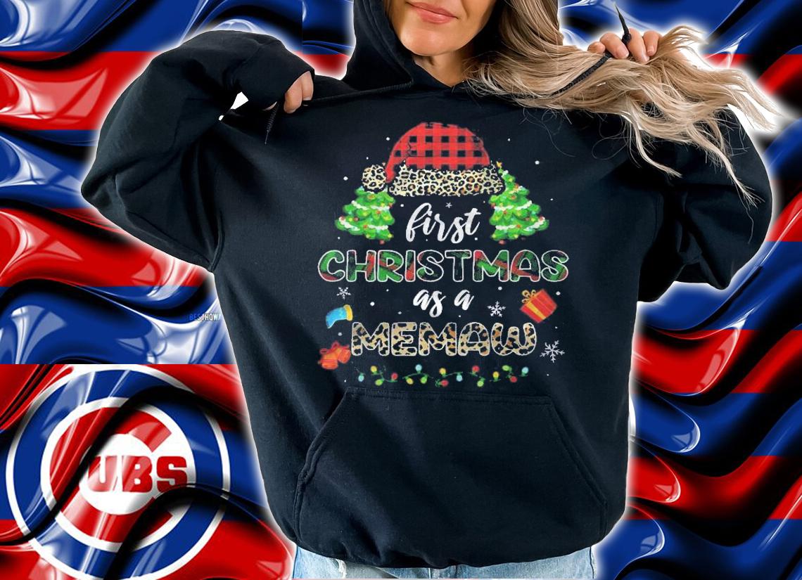 Mb First Christmas As A Memaw Santa Hat Leopard Plaid Shirt hoodie