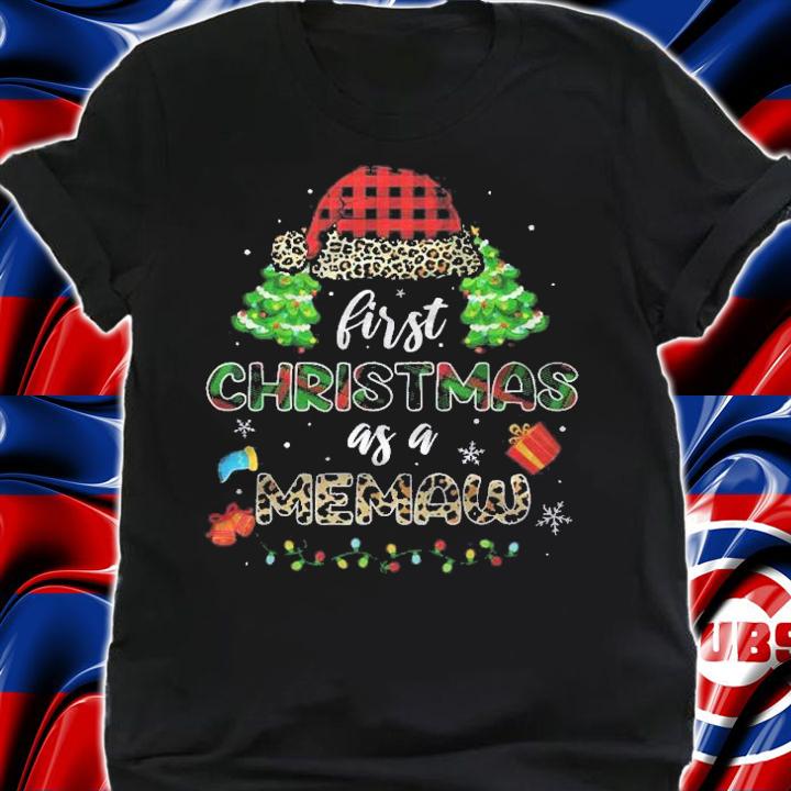 Mb First Christmas As A Memaw Santa Hat Leopard Plaid Shirt shirt