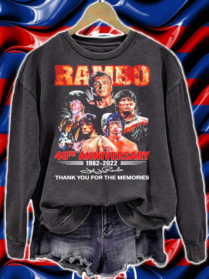 Official Rambo 40th Anniversary 1982-2022 Signatures Thank You For The Memories Shirt sweatshirt
