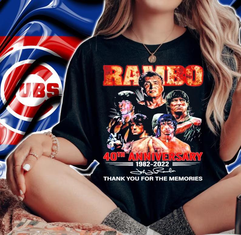 Official Rambo 40th Anniversary 1982-2022 Signatures Thank You For The Memories Shirt woman shirt