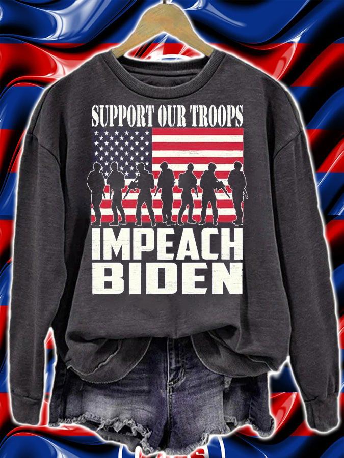 Support Our Troops Impeach Biden American Flag T-Shirt sweatshirt
