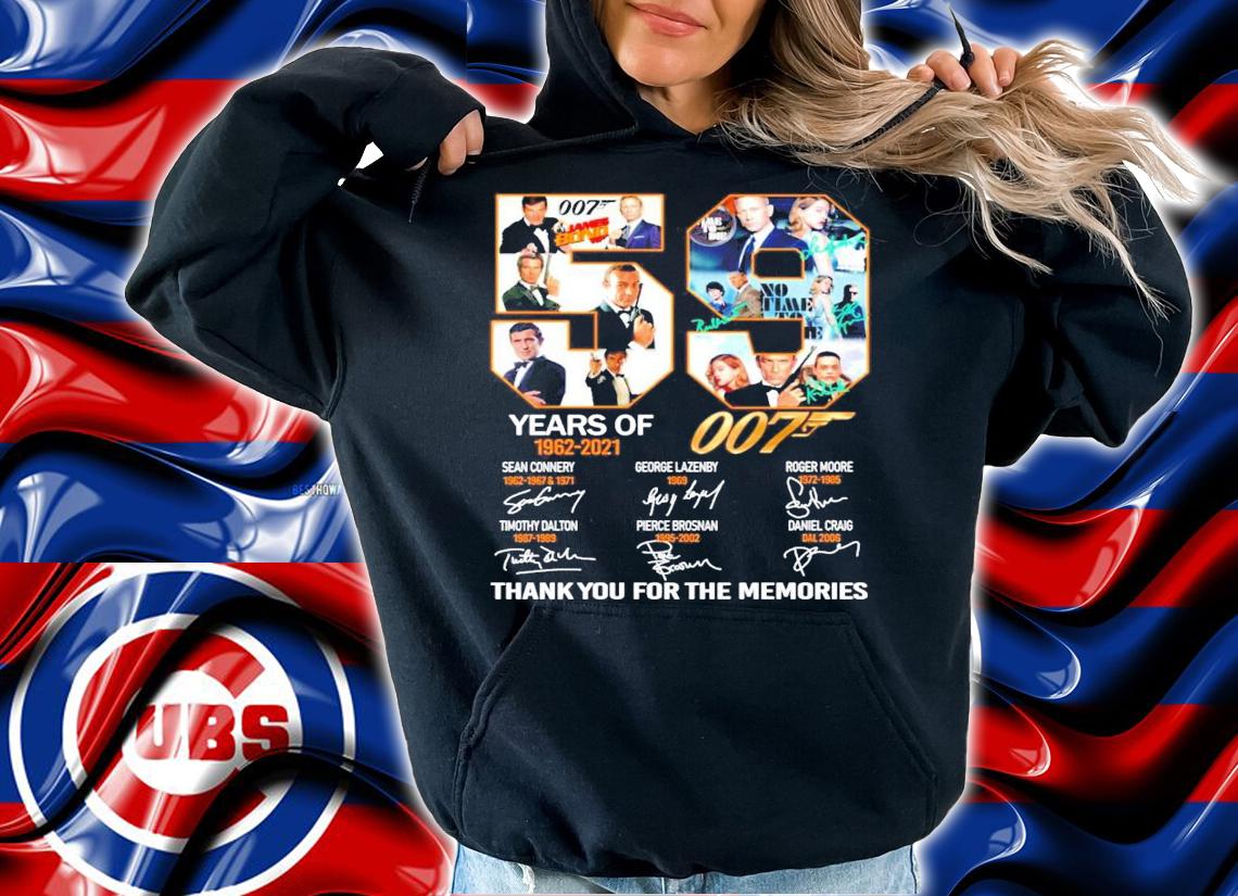 59 years of 1962-2021 007 signatures shirt hoodie