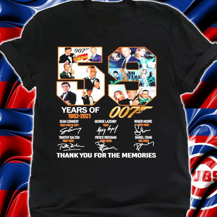59 years of 1962-2021 007 signatures shirt shirt