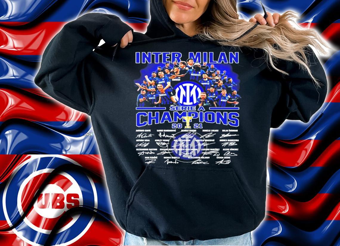 Inter Milan Serie A Champions 2021 signature shirt hoodie