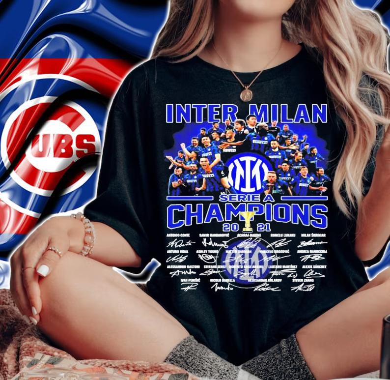 Inter Milan Serie A Champions 2021 signature shirt woman shirt