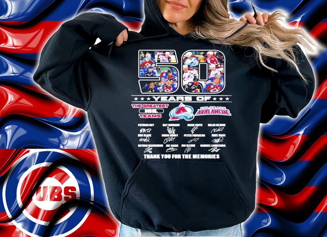 50 years of The Greatest NHL teams Colorado Avalanche thank you for the memories shirt hoodie