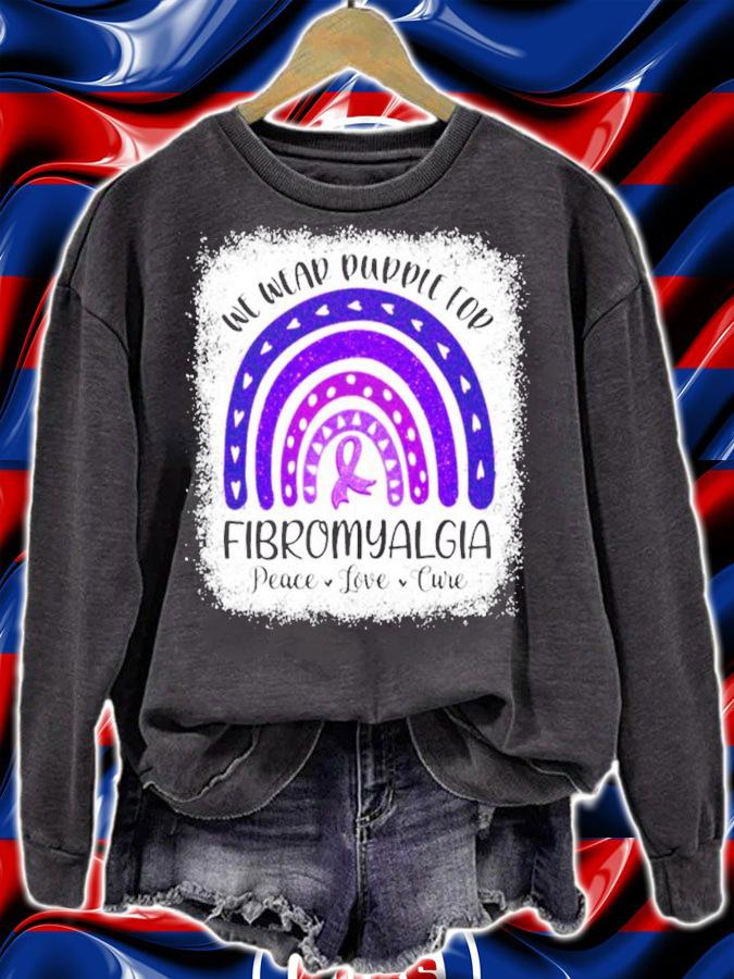 We wear purple for Fibromyalgia peace love cure shirt sweatshirt