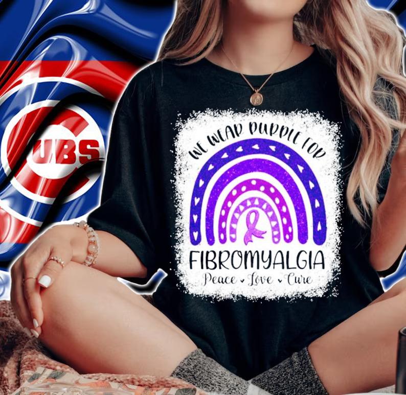 We wear purple for Fibromyalgia peace love cure shirt woman shirt
