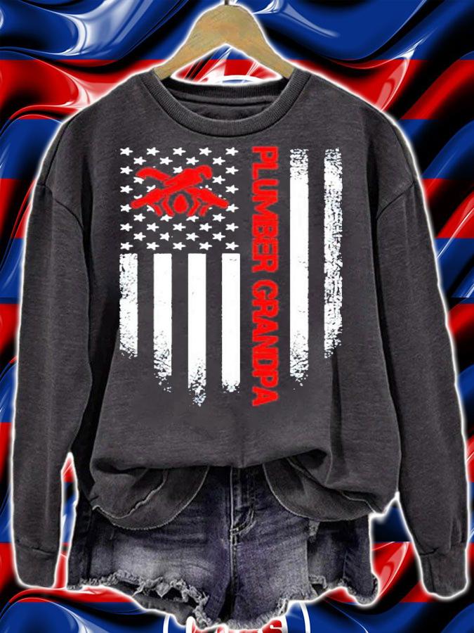 Plumber Grandpa With American Flag shirt sweatshirt