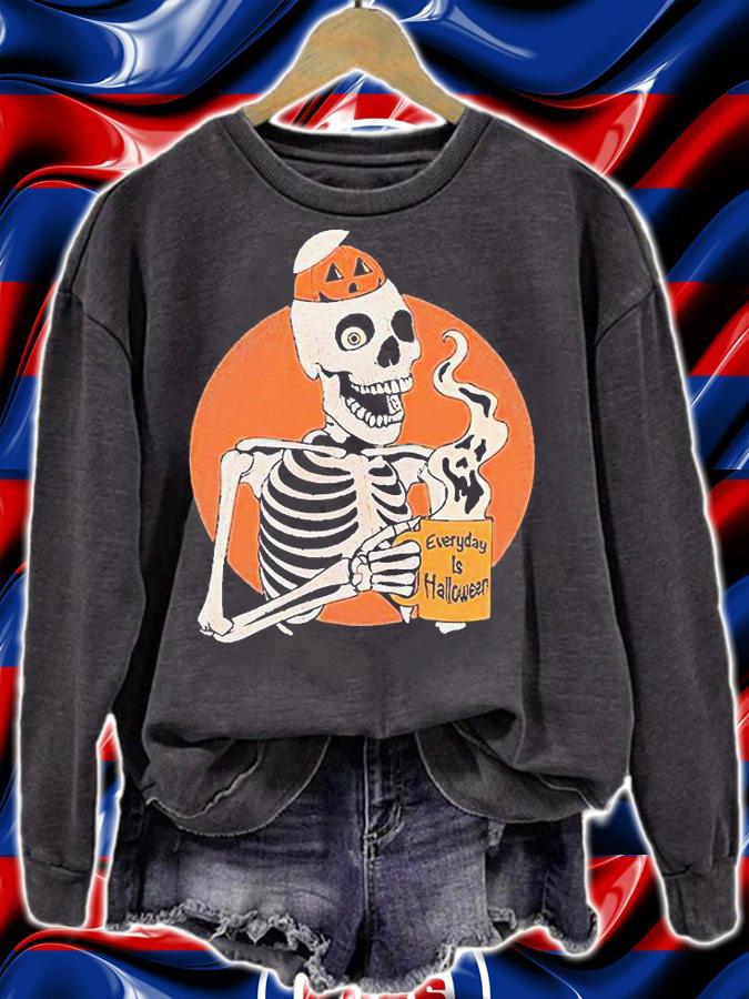 Skeleton Pumpkin coffee everyday is Halloween T-shirt
