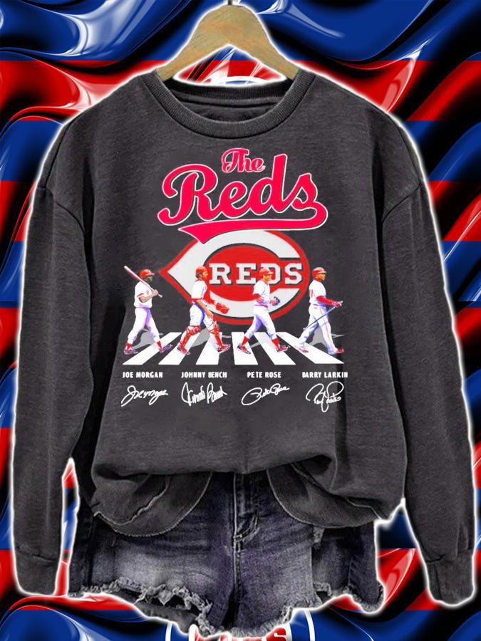 The Reds Joe Morgan Johnny Bench Pete Rose Barry Larkin signature Abbey Road shirt