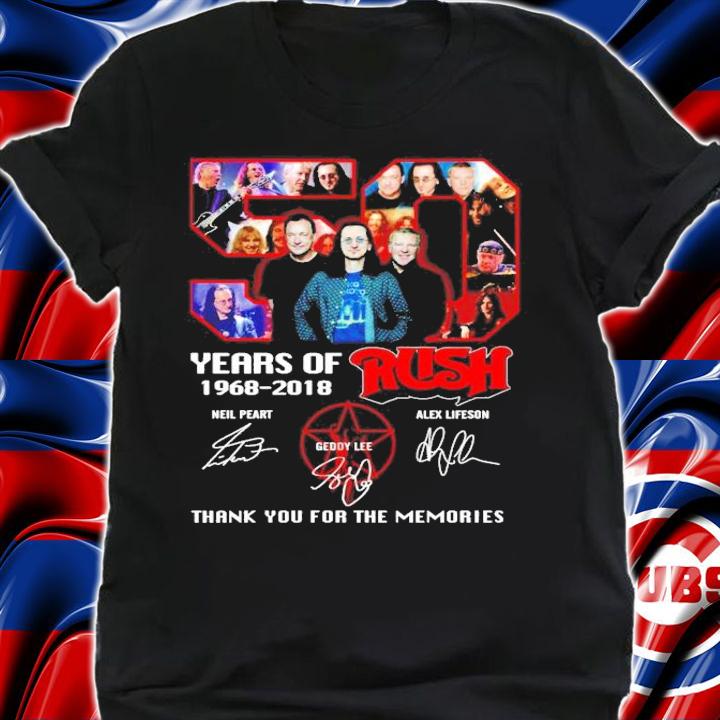50 years of 1968-2018 Rush thank you for the memories shirt