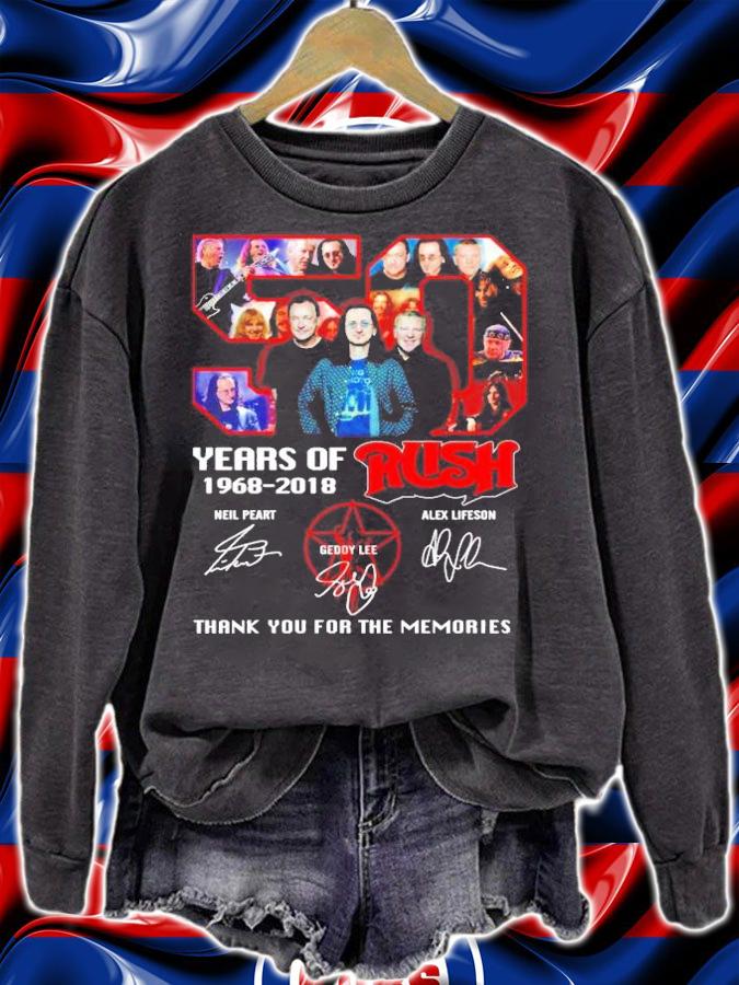 50 years of 1968-2018 Rush thank you for the memories shirt
