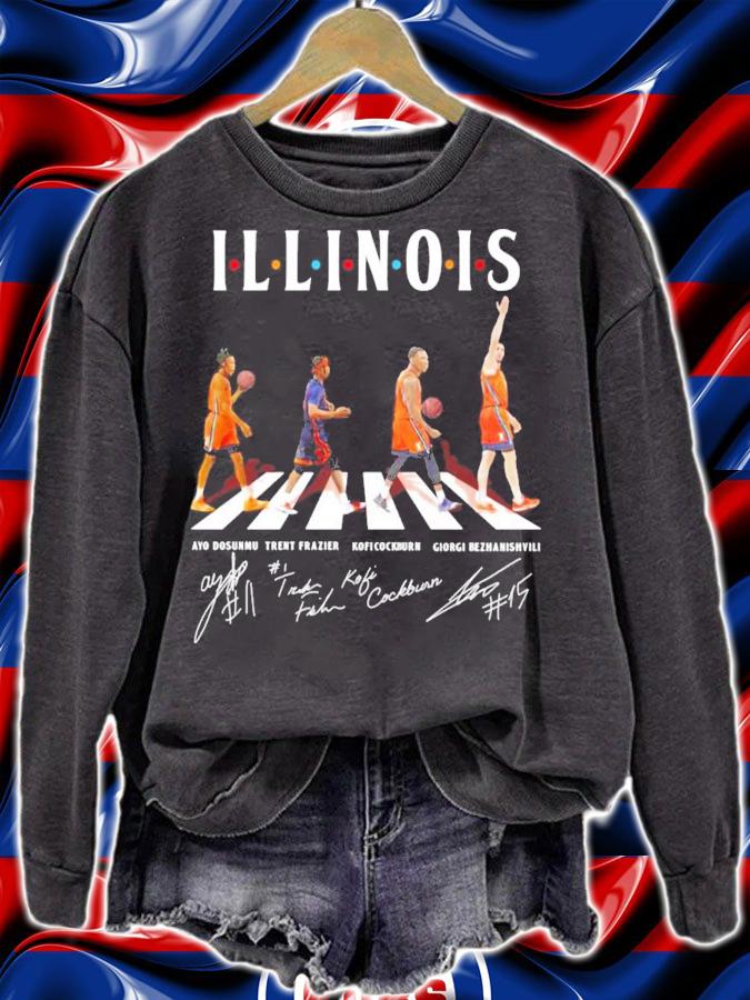 Illinois Ayo Dosunmu Trent Frazier Koficockburn Giorgi Bezhanishvili signature shirt sweatshirt