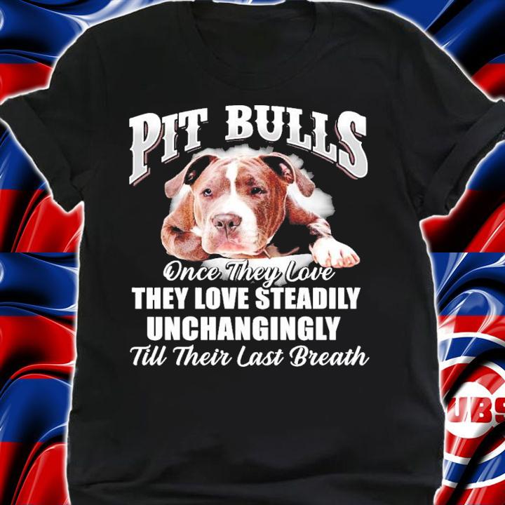 Pit Bulls once they love they love steadily unchangingly till their last breath shirt shirt