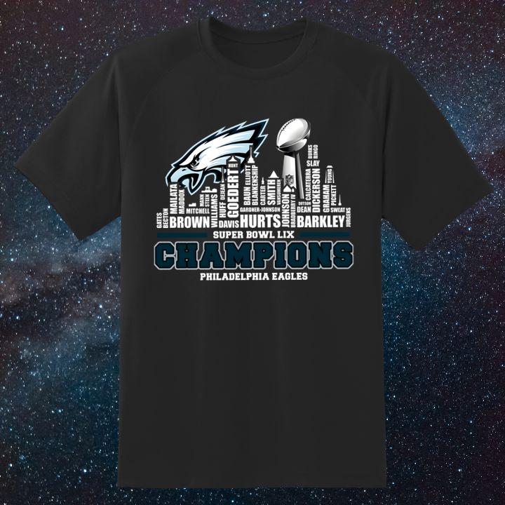 Skyline Super Bowl Lix Champions Philadelphia Eagles Names Shirt