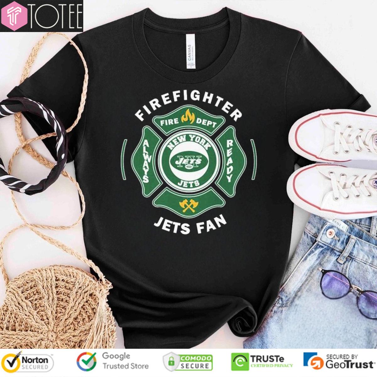 Fire Dept New York Jets Logo Football Firefighter T-Shirt