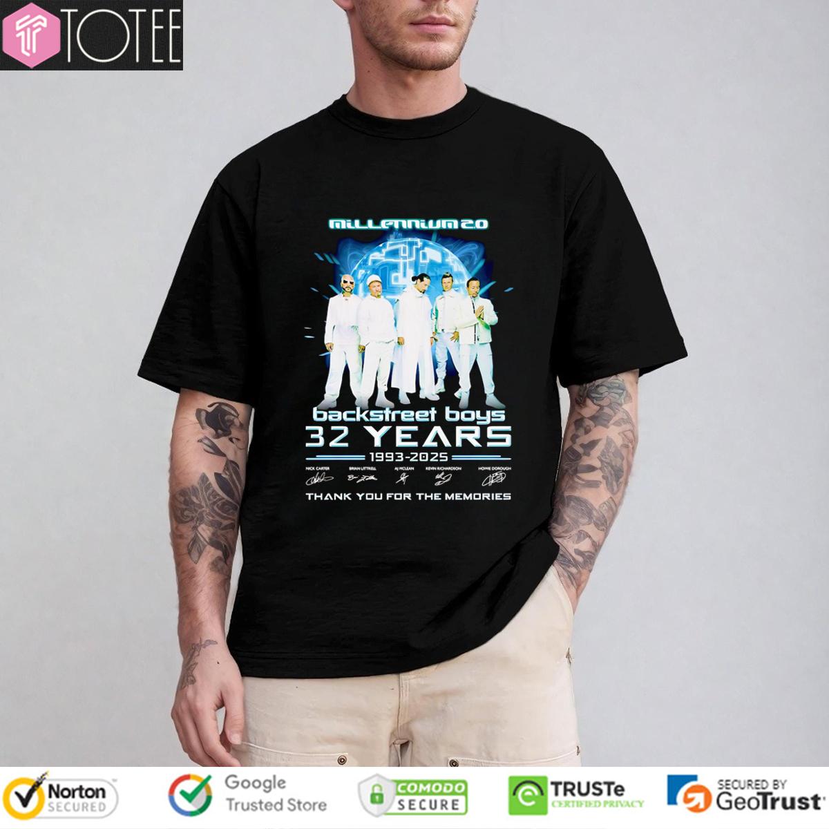 32 Years 1993-2025 Backstreet Boys Millennium 2.0 Signatures T-Shirt