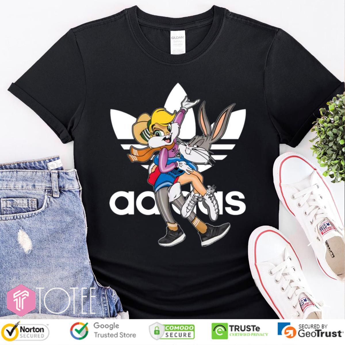Lola And Bugs Bunny Looney Tunes Parody Adidas Logo T-Shirt