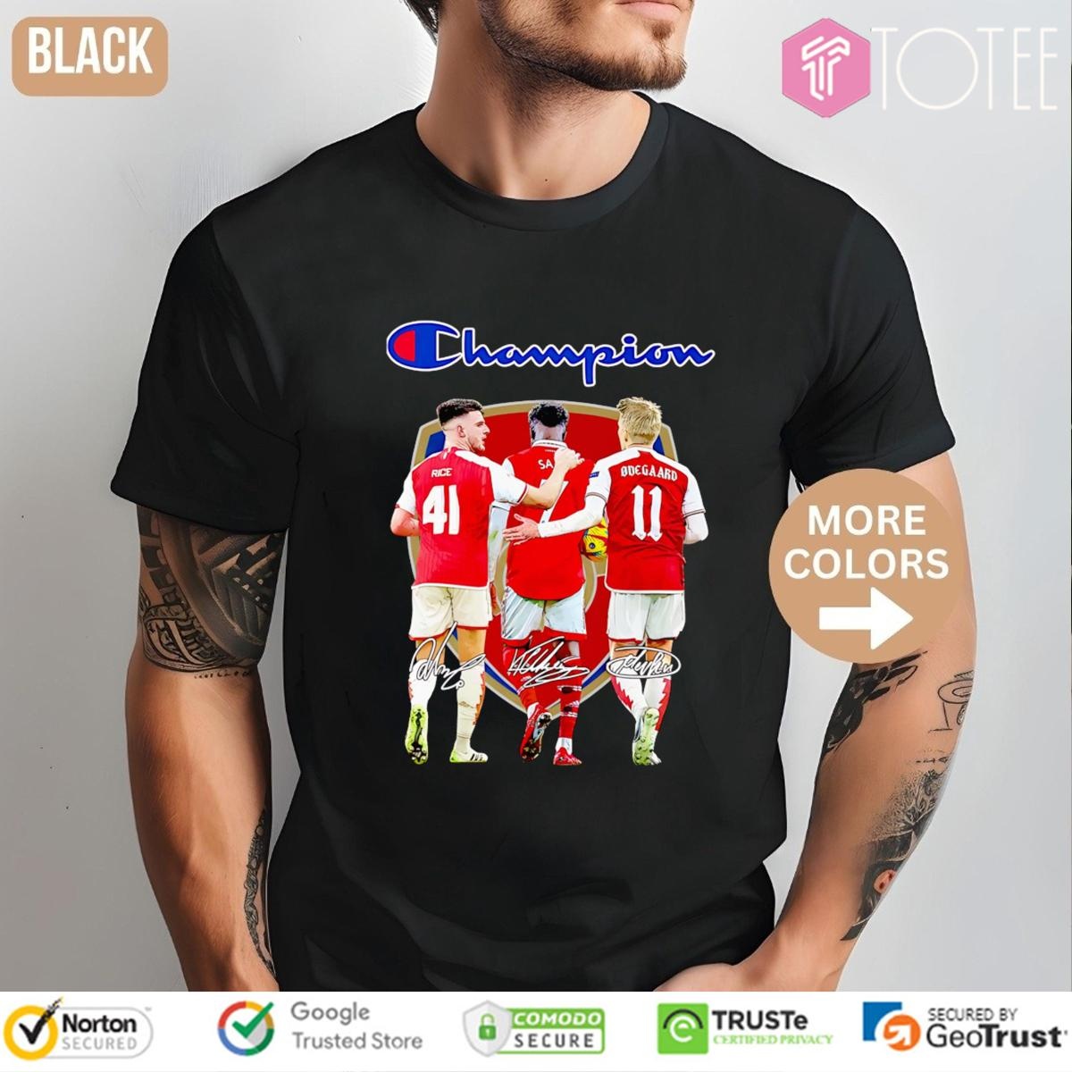 Logo Champion Arsenal F.C. Rice Saka Odegaard Signatures t-shirt