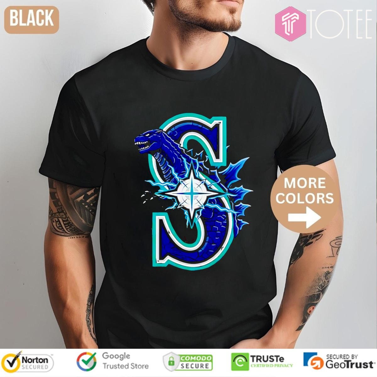 Godzilla Parody Seattle Mariners Baseball Logo T-shirt