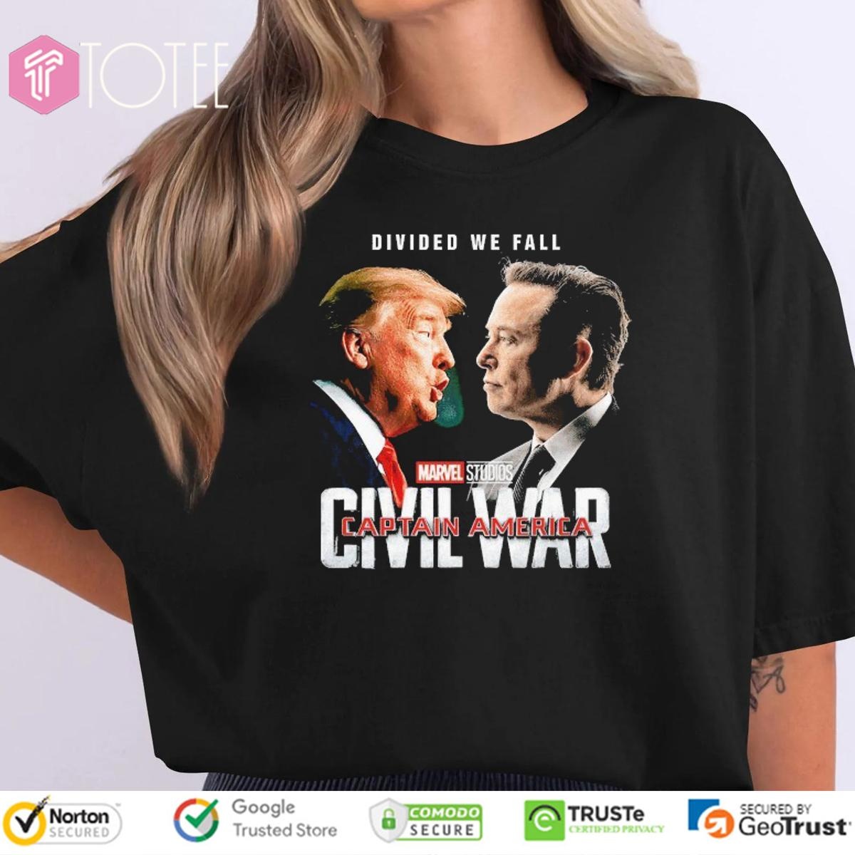 Trump Vs Elon Musk Civil Wars Divided We Fall T-shirt
