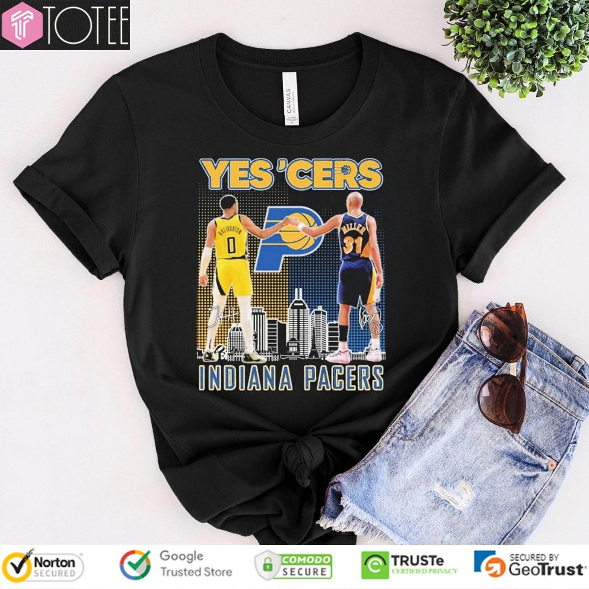 Tyrese Haliburton Choke Sign Reggie Miller Yes Cers Indiana Pacers T-shirt
