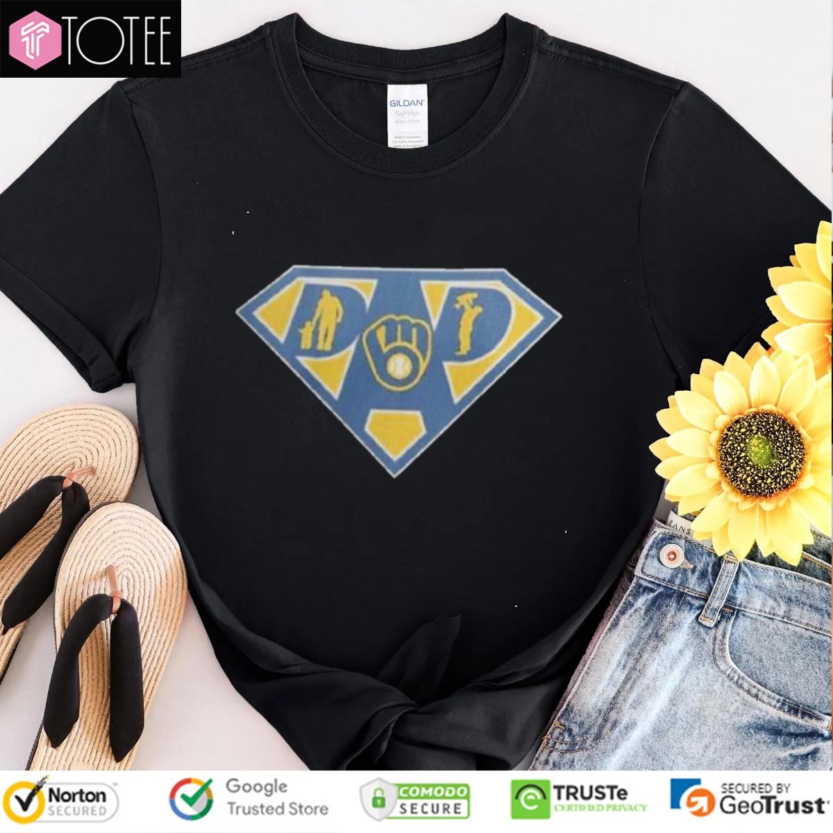 Super Dad Milwaukee Brewers Superman Fathers Day T-shirt