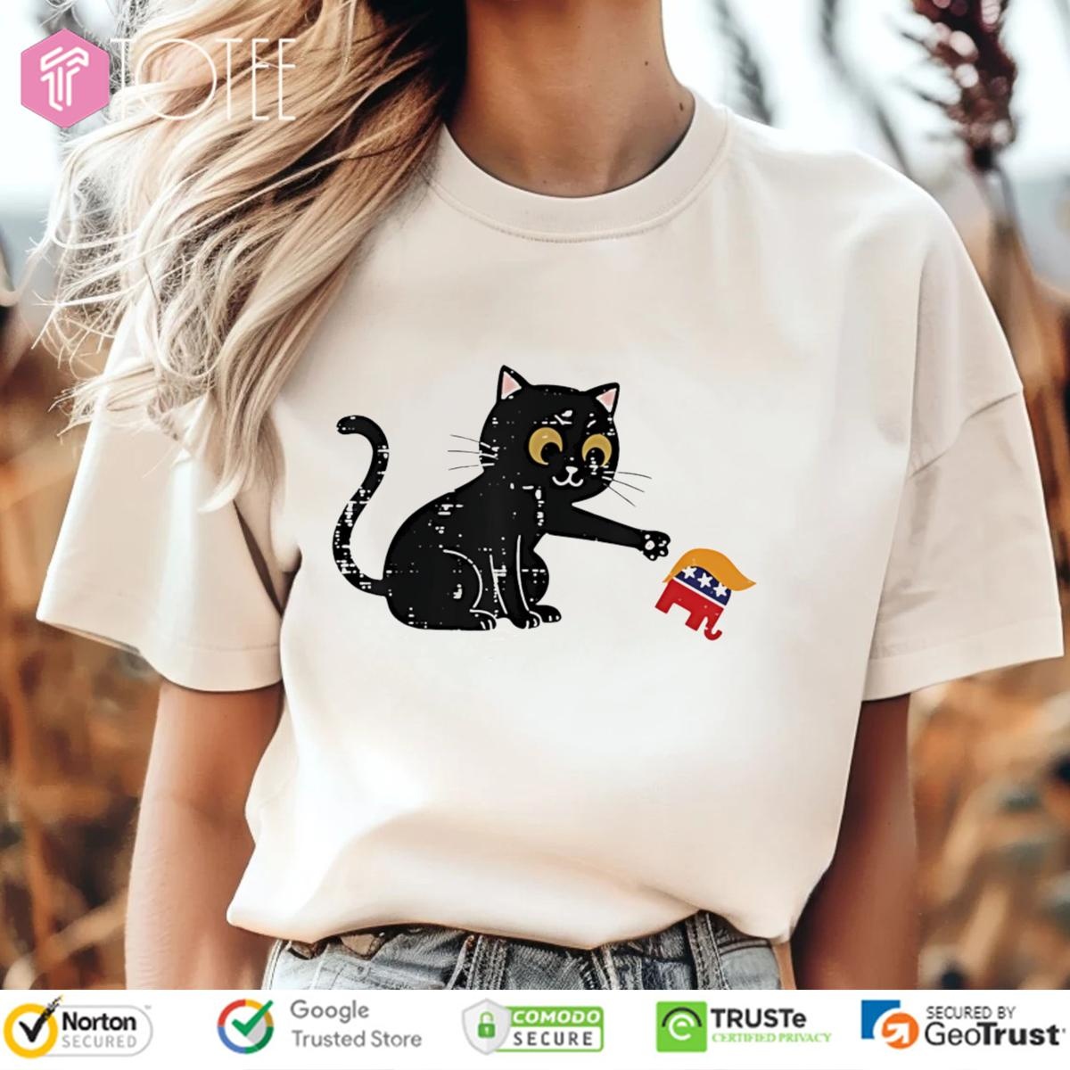 Black Cat Republican Elephant Trump T-shirt