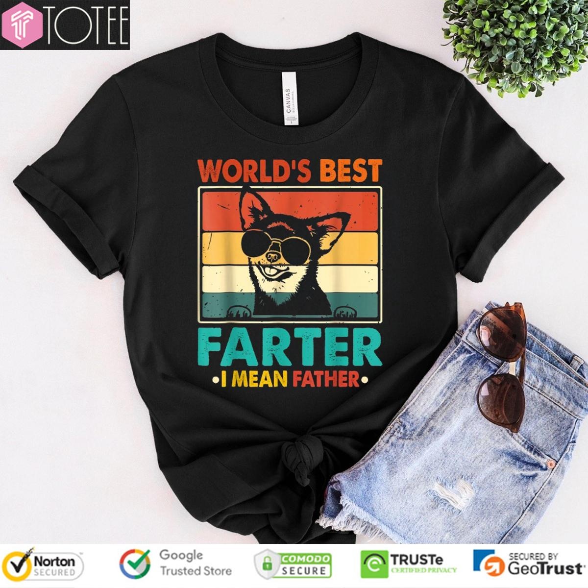 Worlds Best Farter I Mean Father Chihuahua Dog Fathers Day Vintage T-shirt