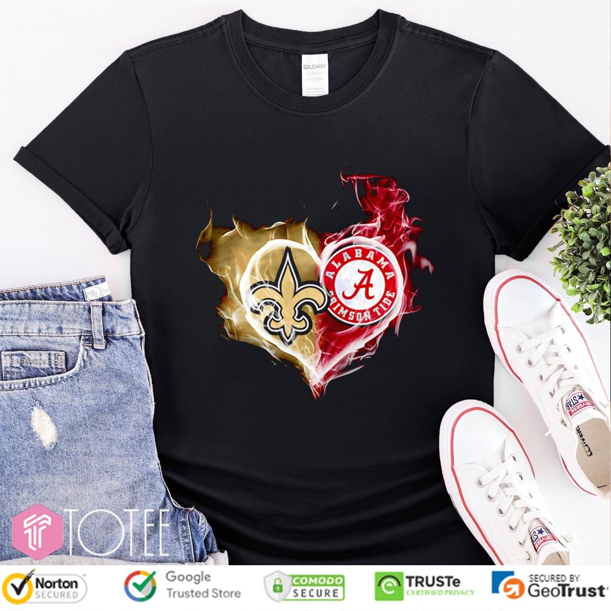 Smoke Heart New Orleans Saints Alabama Crimson Tide T-shirt