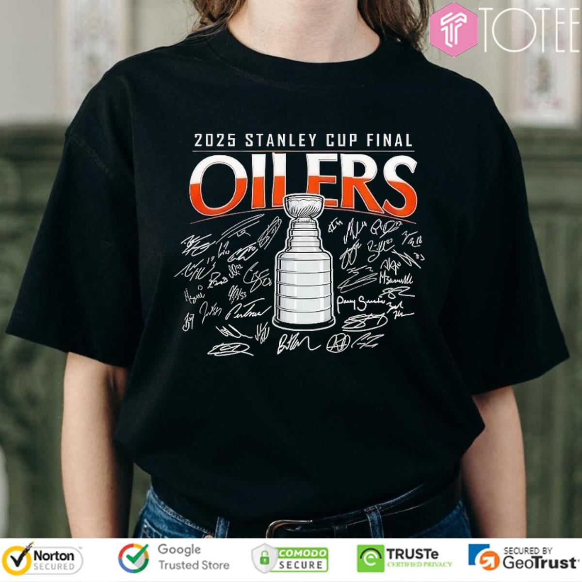 Stanley Cup Final 2025 Champions Edmonton Oilers Signatures T-shirt