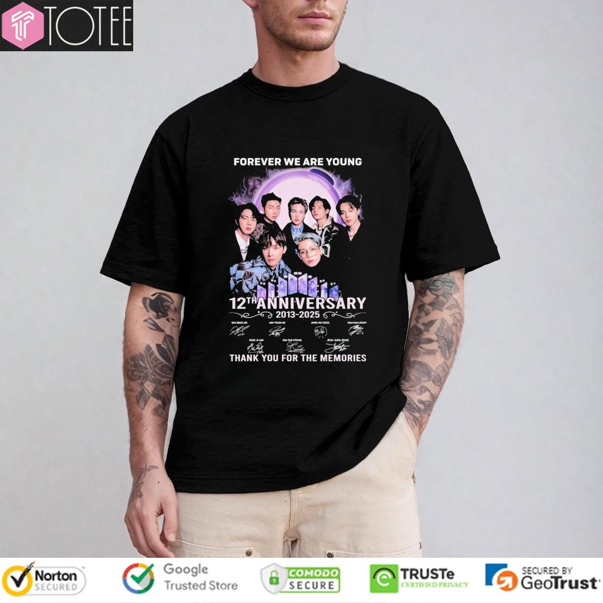 Bts Forever We Are Young 12Th Anniversary 2013-2025 Signatures T-shirt