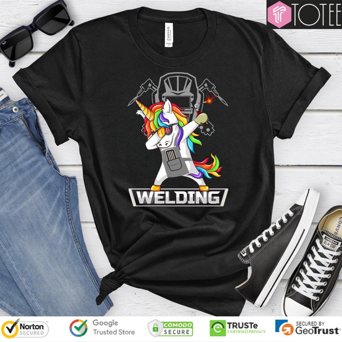 Dabbing Unicorn Welding Welder T-shirt