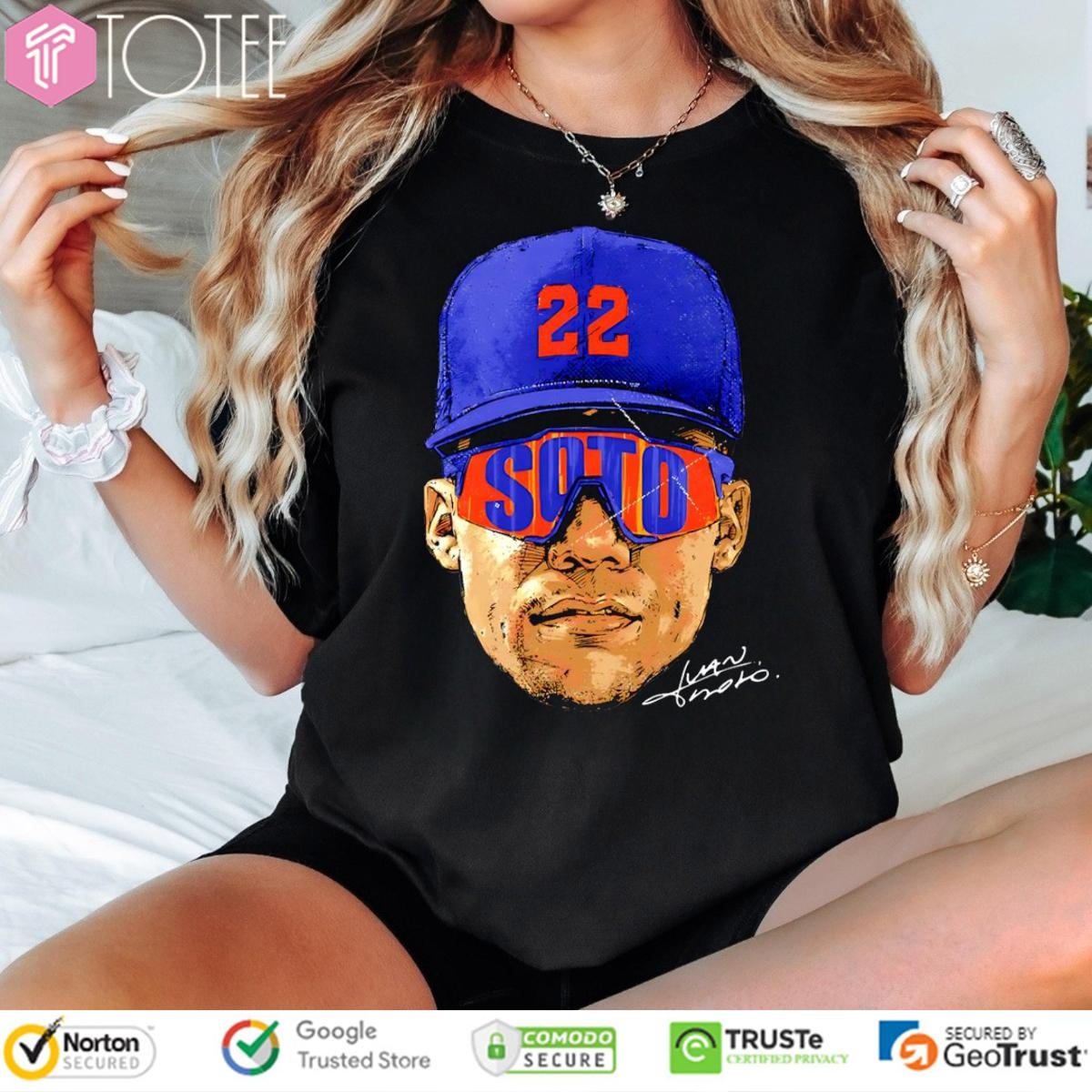 Big Head Juan Soto Sunglasses New York Mets Baseball Signature T-shirt