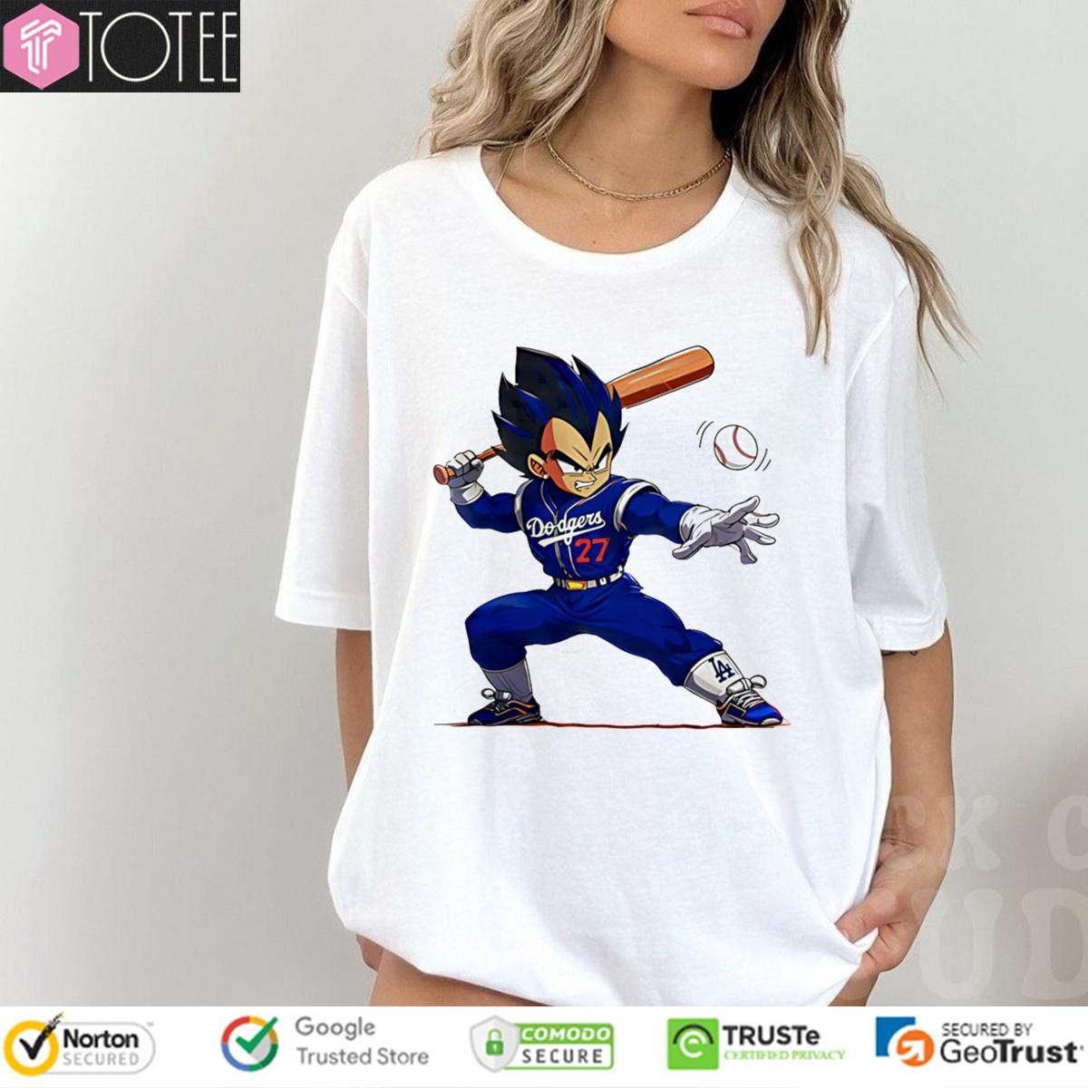 Dragon Ball Vegeta Playing Dodgers Baseball T-shirt