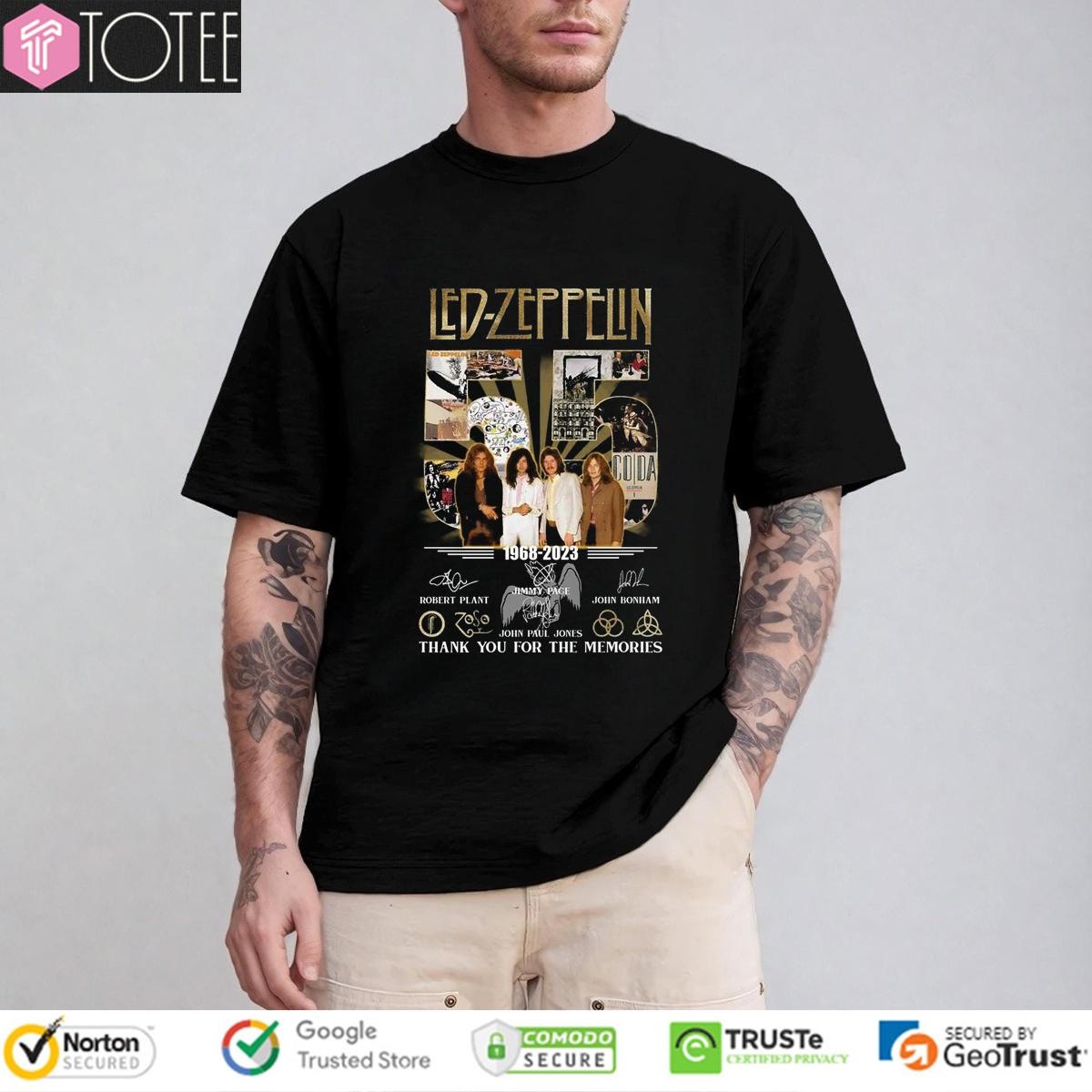 55 Years Of 1968-2023 Led Zeppelin Signatures T-shirt