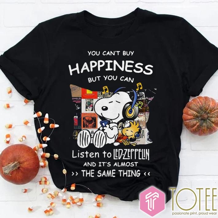 Snoopy Woodstock Happiness Listen To Led Zeppelin The Same Thing T-shirt
