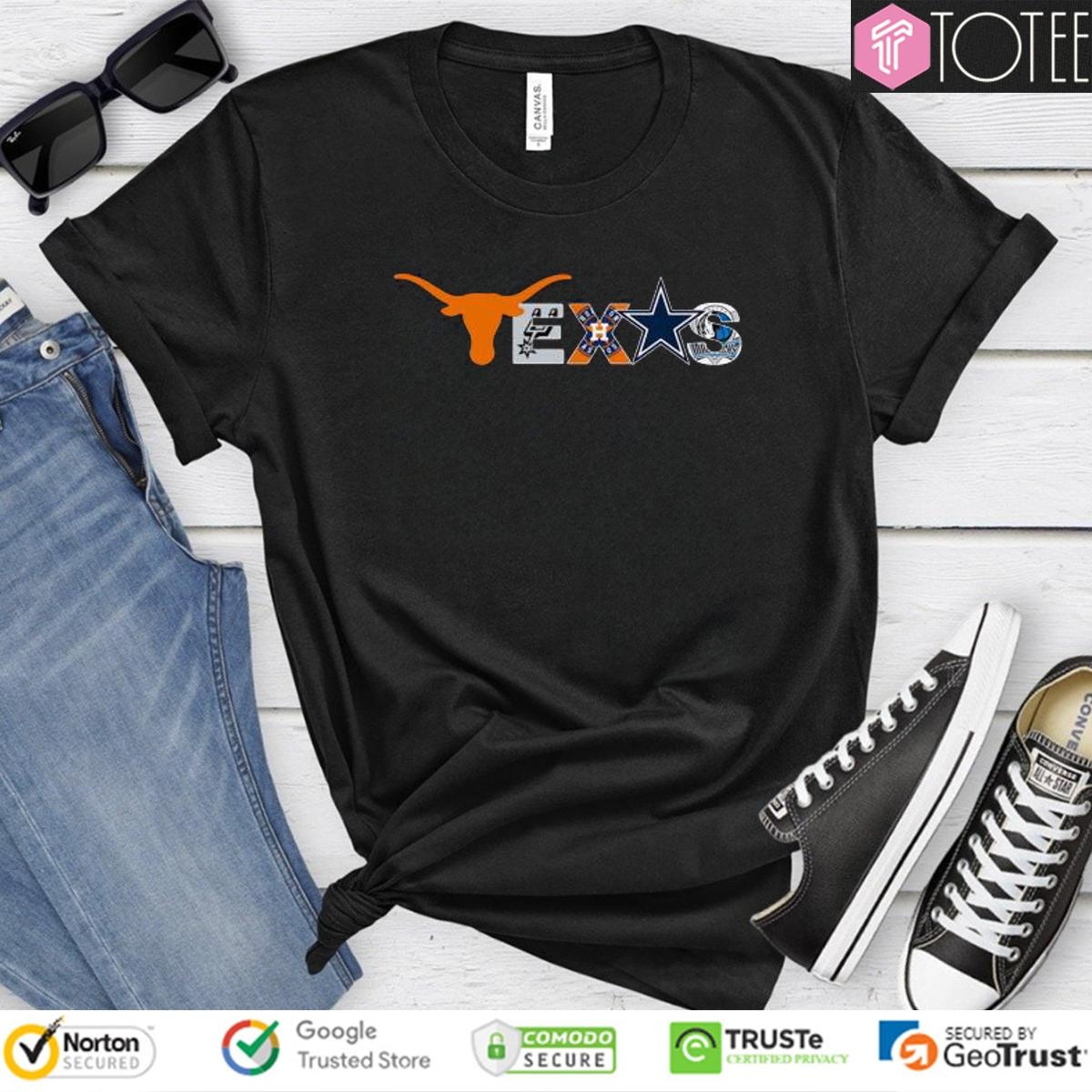 Texas Sports Teams Longhorns Cowboys Astros Mavericks Spurs T-shirt