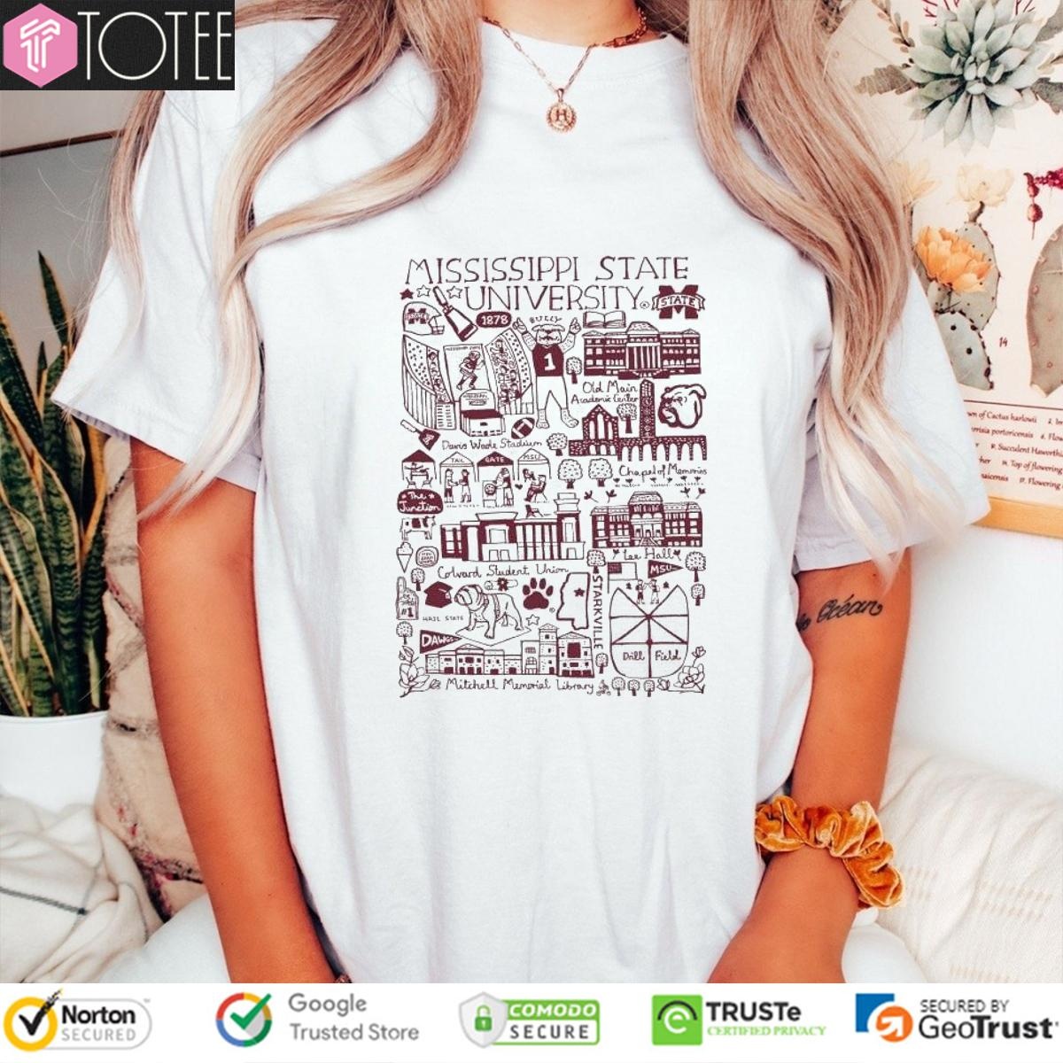 Mississippi State University Bulldogs Art Illustration T-shirt