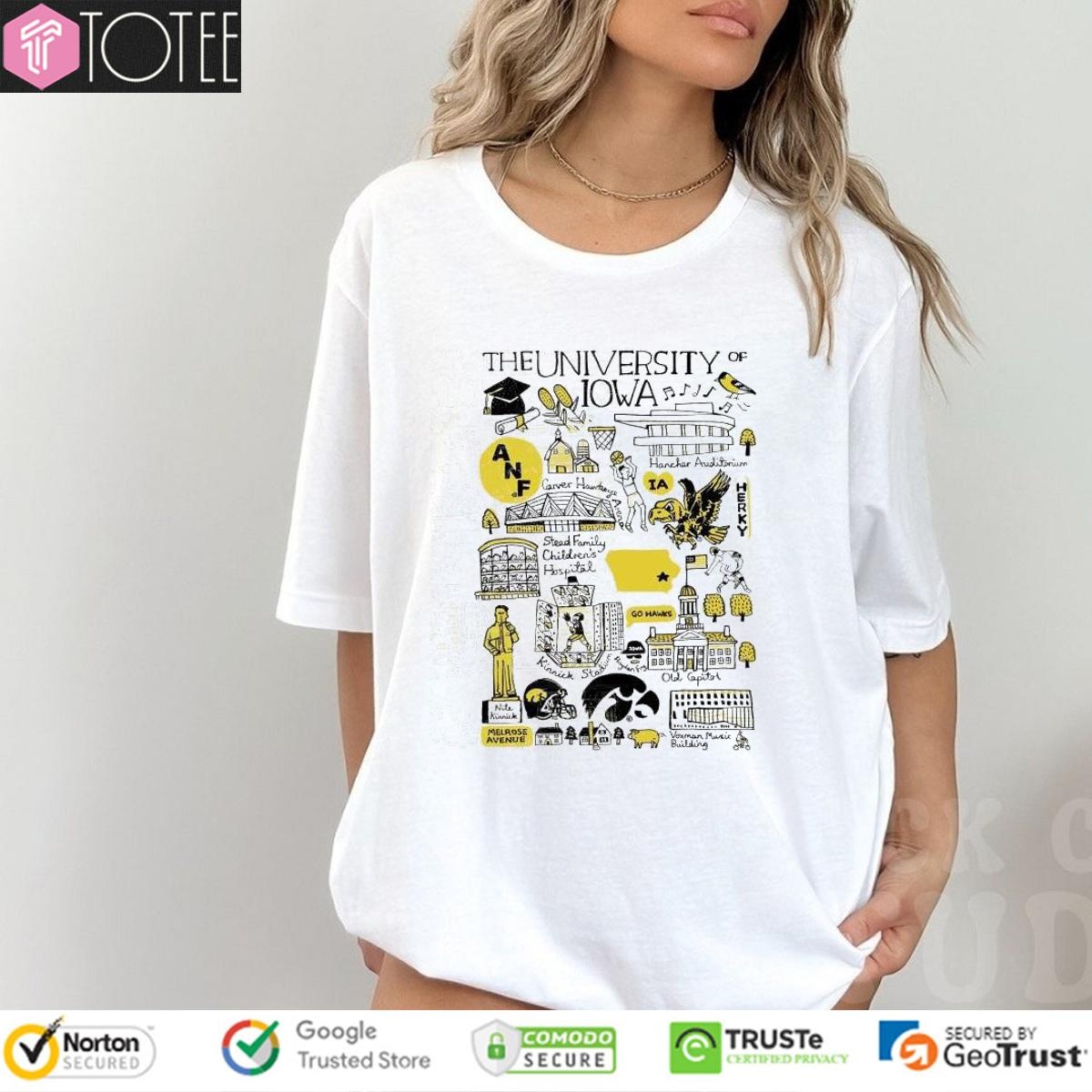 University Of Iowa Hawkeyes Art Illustration T-shirt