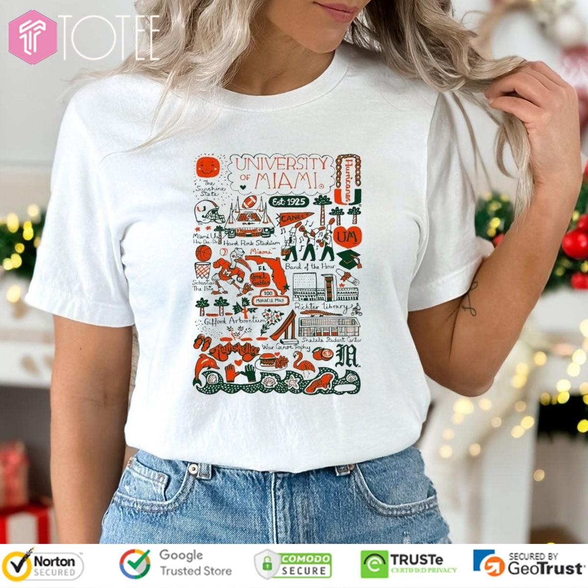 University Of Miami Hurricanes Art Illustration T-shirt