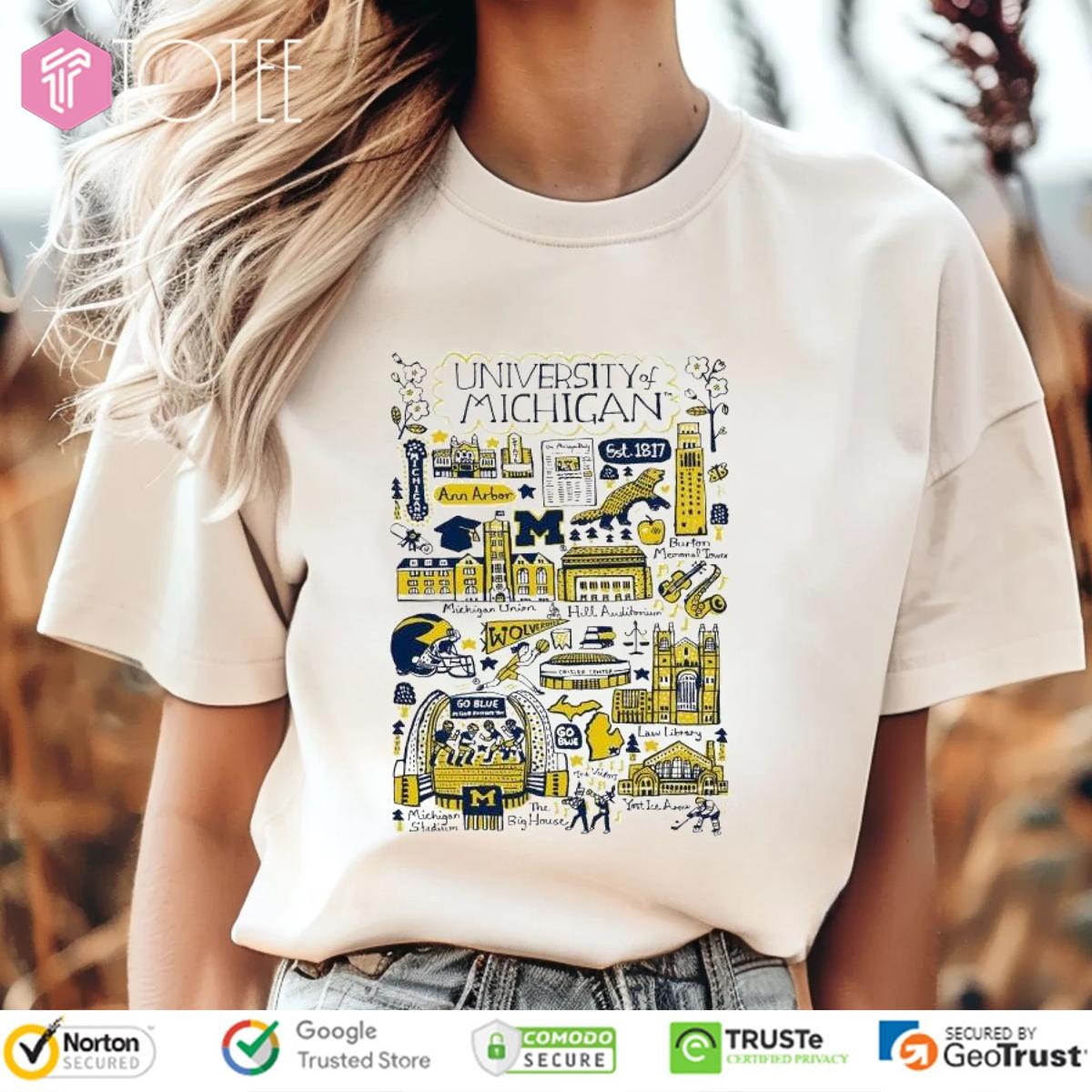 University Of Michigan Wolverines Art Illustration T-shirt