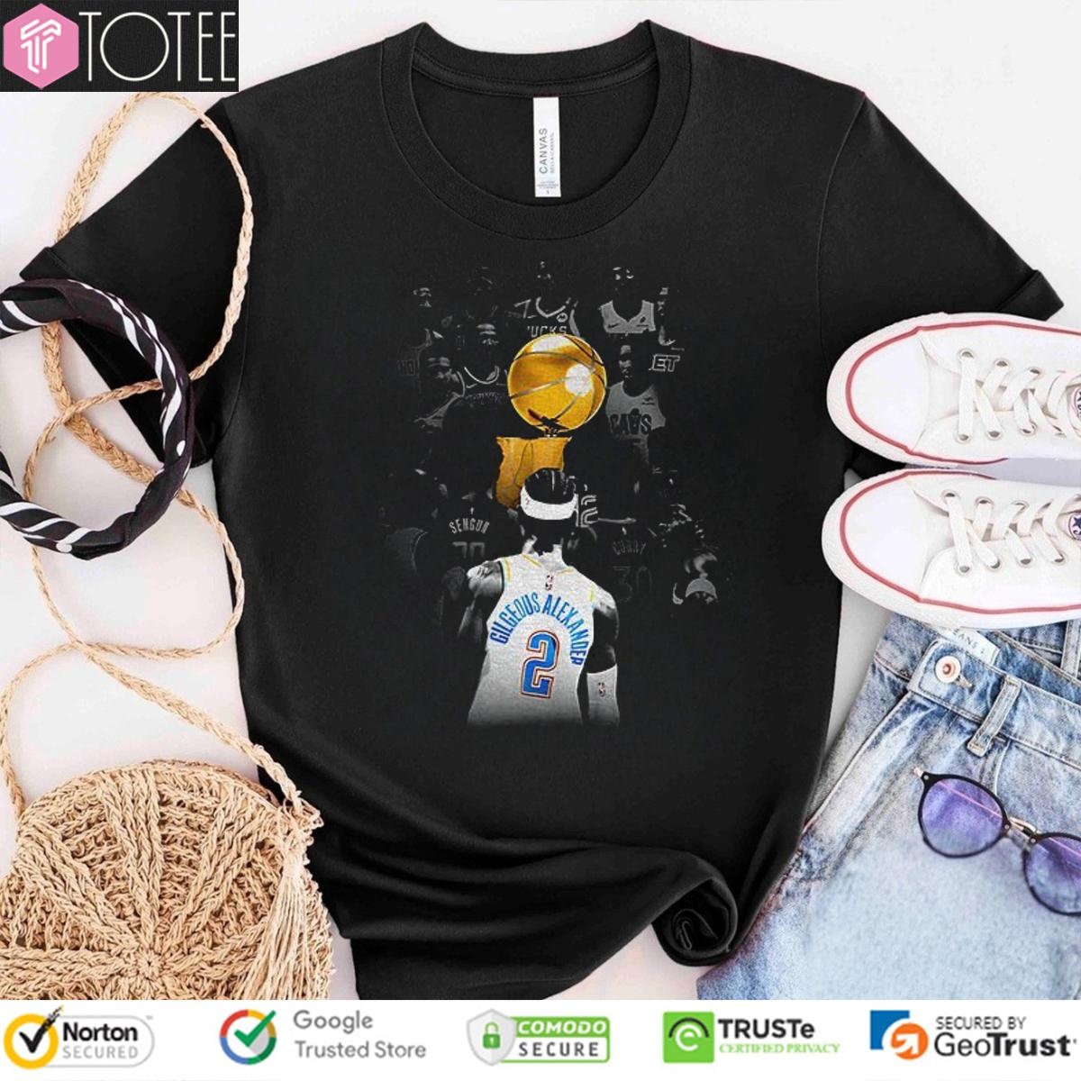 Shai Gilgeous-Alexander Gold Trophy Okc Thunder Nba World Champion 2025 T-shirt